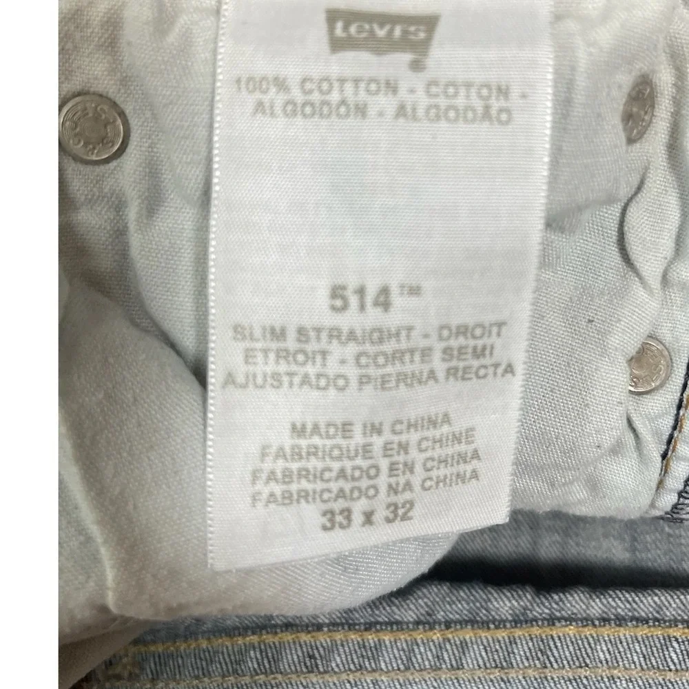 Levis 514‎ Slim Straight Jeans Mens 33x32 Blue Denim Medium Wash Cotton Pants